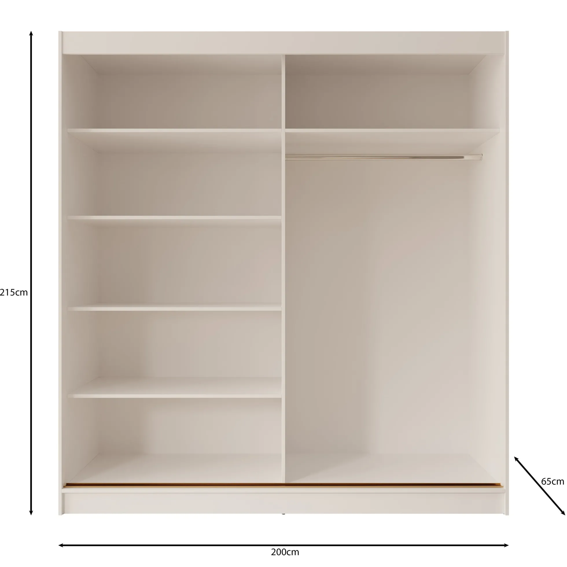 Moniq - Kledingkast met schuifdeuren - Beige - 200x65x215 cm