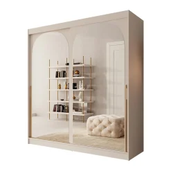 Moniq - Kledingkast met schuifdeuren - Beige - 200x65x215 cm