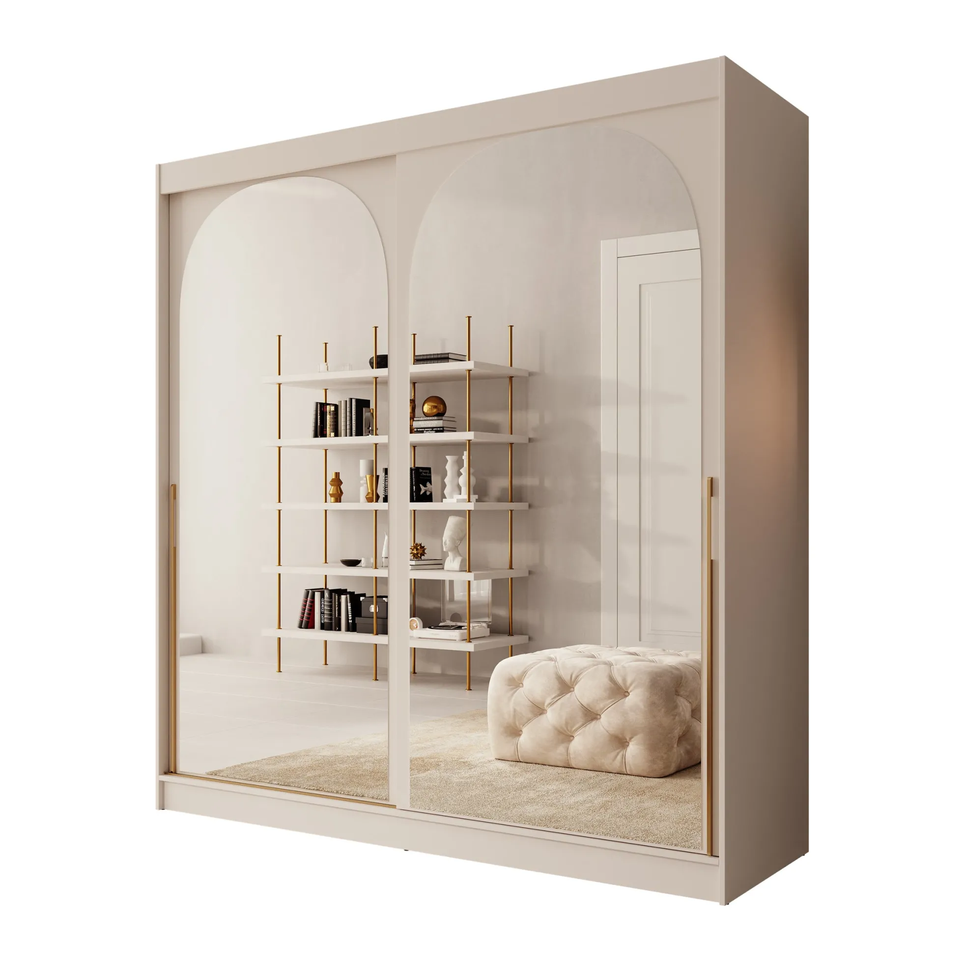 Moniq - Kledingkast met schuifdeuren - Beige - 200x65x215 cm