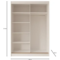 Moniq - Kledingkast met schuifdeuren - Beige - 150x65x215 cm