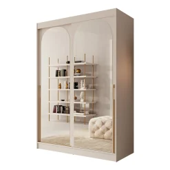 Moniq - Kledingkast met schuifdeuren - Beige - 150x65x215 cm