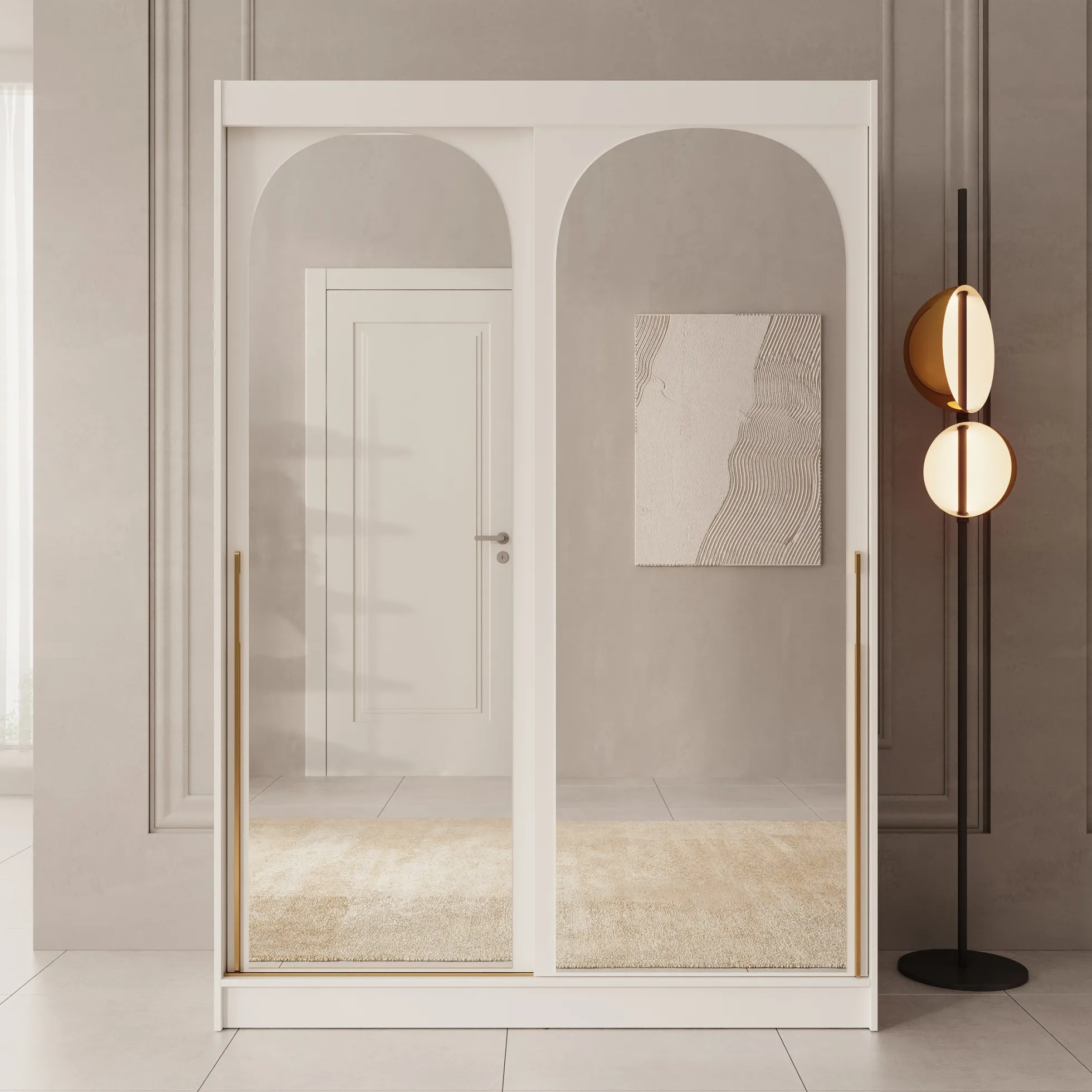 Moniq - Kledingkast met schuifdeuren - Wit - 150x65x215 cm