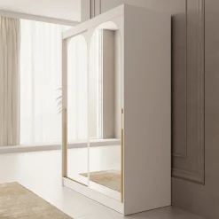 Moniq - Kledingkast met schuifdeuren - Wit - 150x65x215 cm