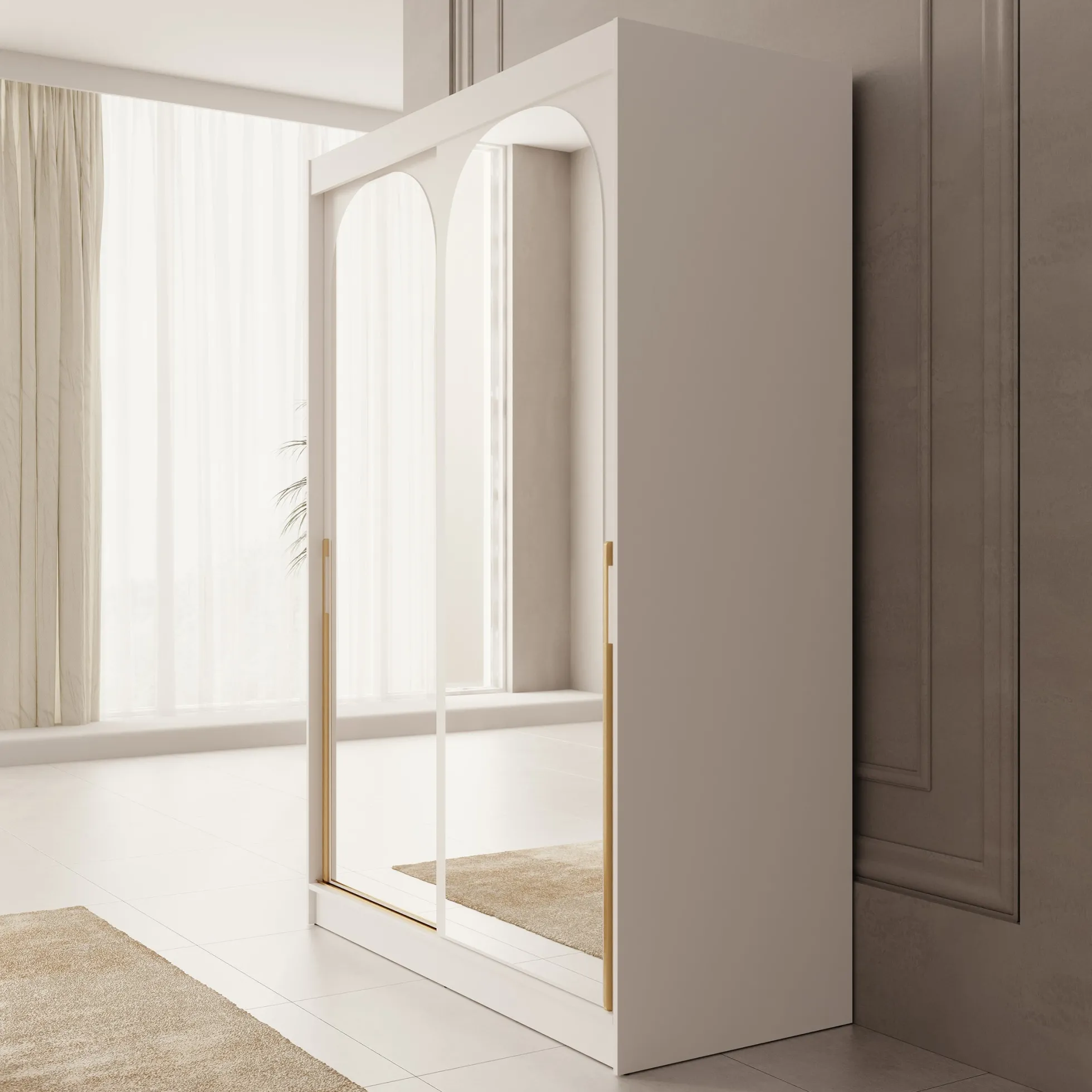 Moniq - Kledingkast met schuifdeuren - Wit - 150x65x215 cm