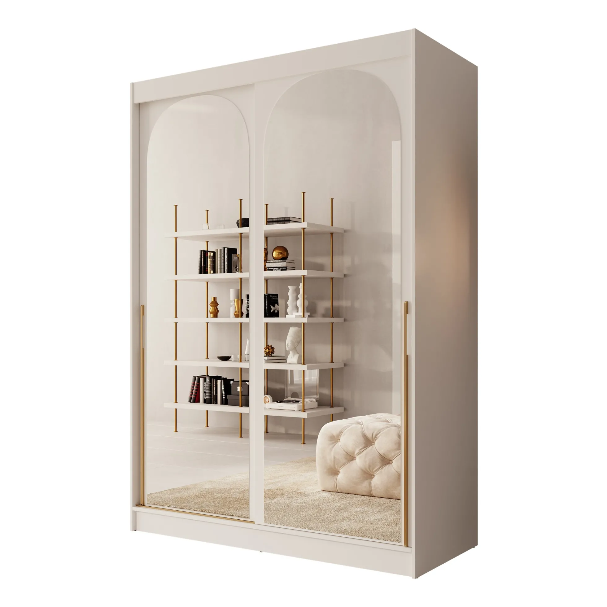 Moniq - Kledingkast met schuifdeuren - Wit - 150x65x215 cm
