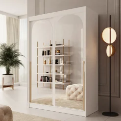 Moniq - Kledingkast met schuifdeuren - Wit - 150x65x215 cm