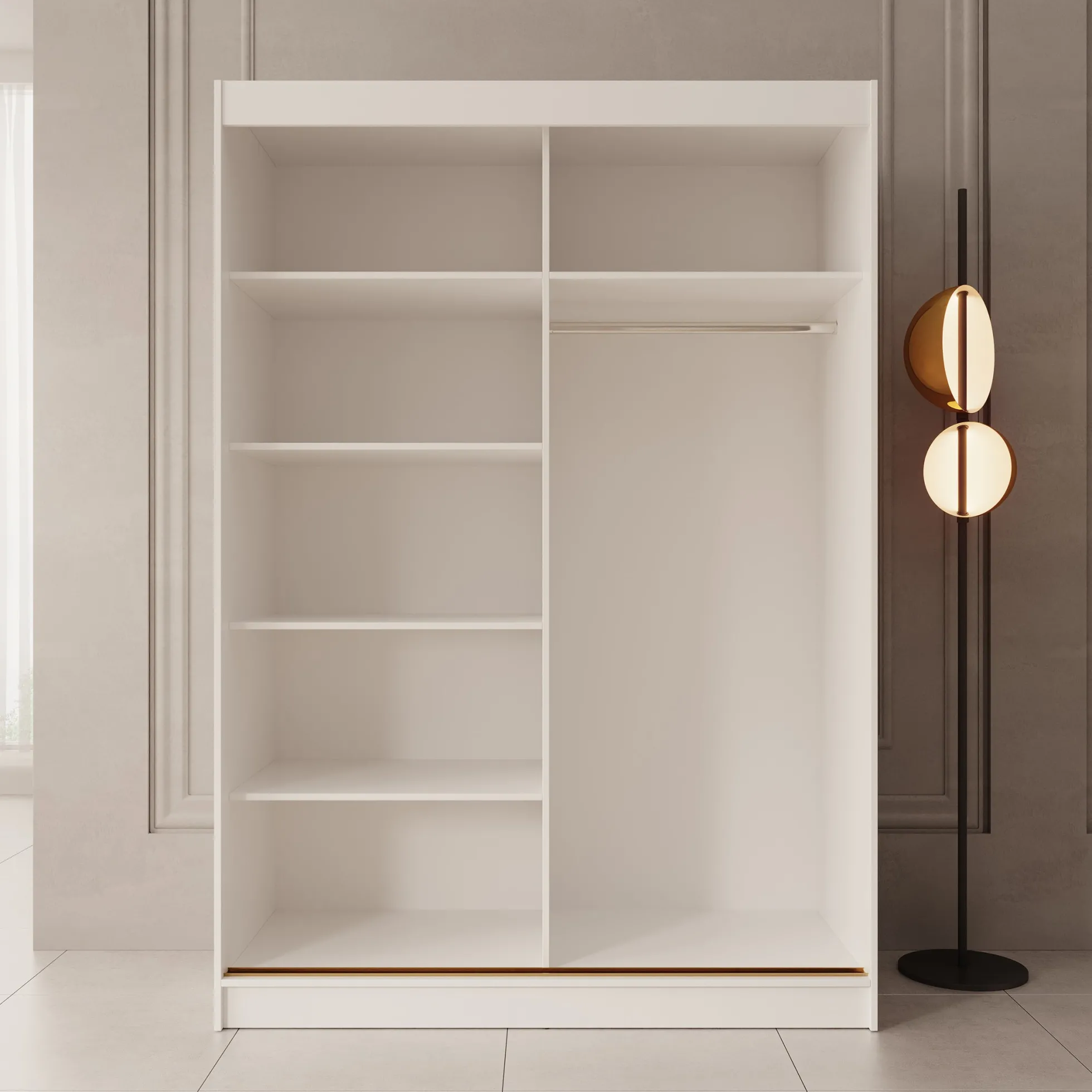 Moniq - Kledingkast met schuifdeuren - Wit - 150x65x215 cm