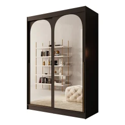Moniq - Kledingkast met schuifdeuren - Zwart - 150x65x215 cm
