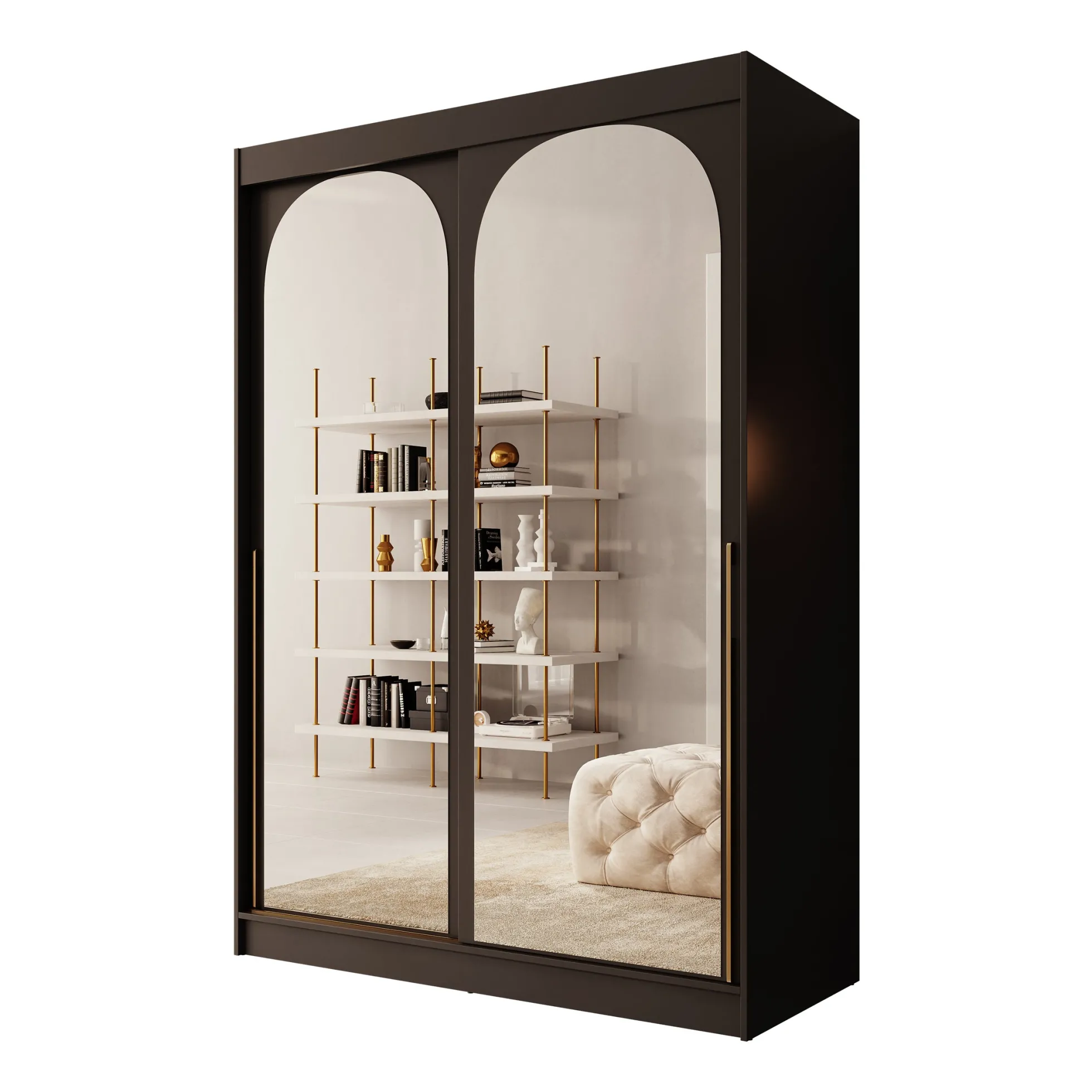 Moniq - Kledingkast met schuifdeuren - Zwart - 150x65x215 cm