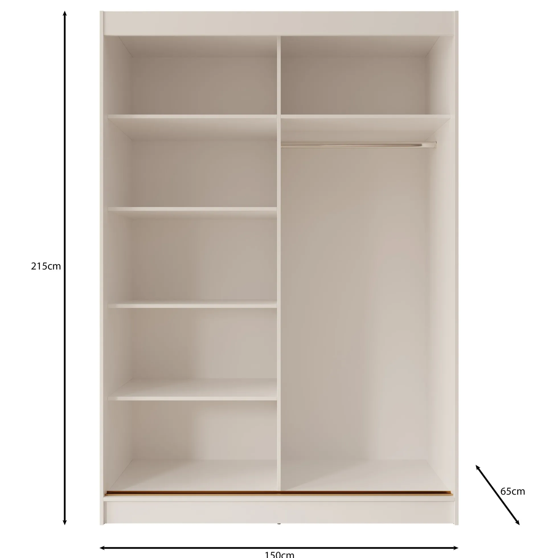 Moniq - Kledingkast met schuifdeuren - Zwart - 150x65x215 cm
