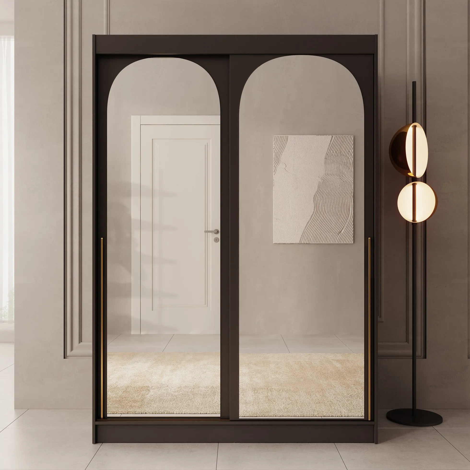 Moniq - Kledingkast met schuifdeuren - Zwart - 150x65x215 cm