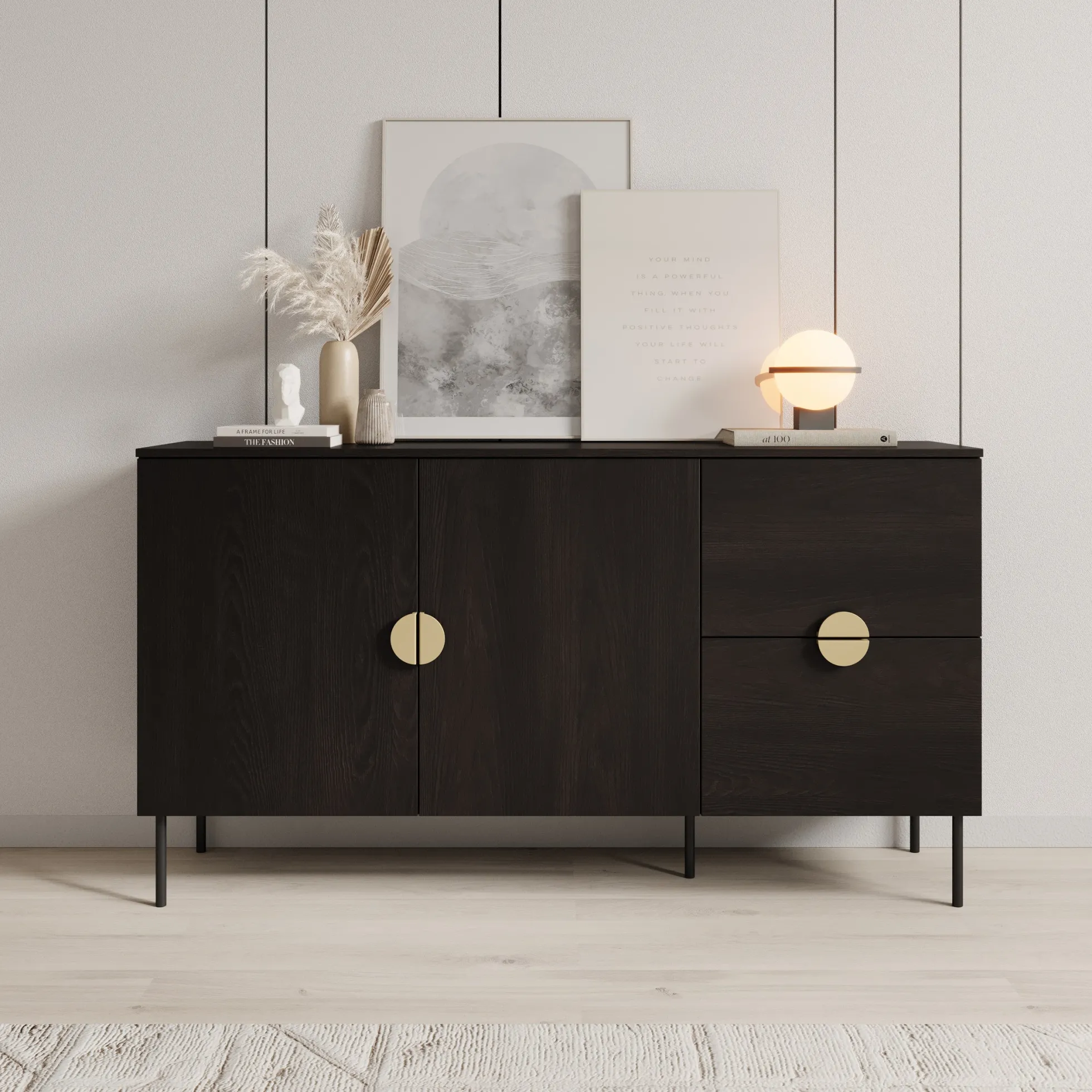 Monor - Dressoir - Zwart - 160x40x88 cm - 160x40x88 c,