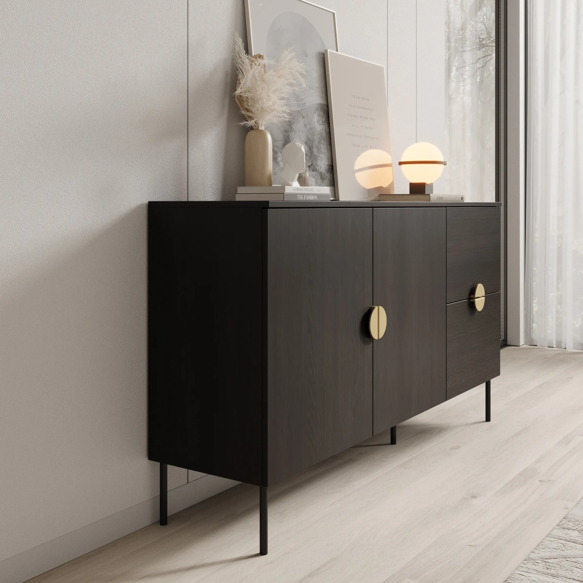 Monor - Dressoir - Zwart - 160x40x88 cm - 160x40x88 c,
