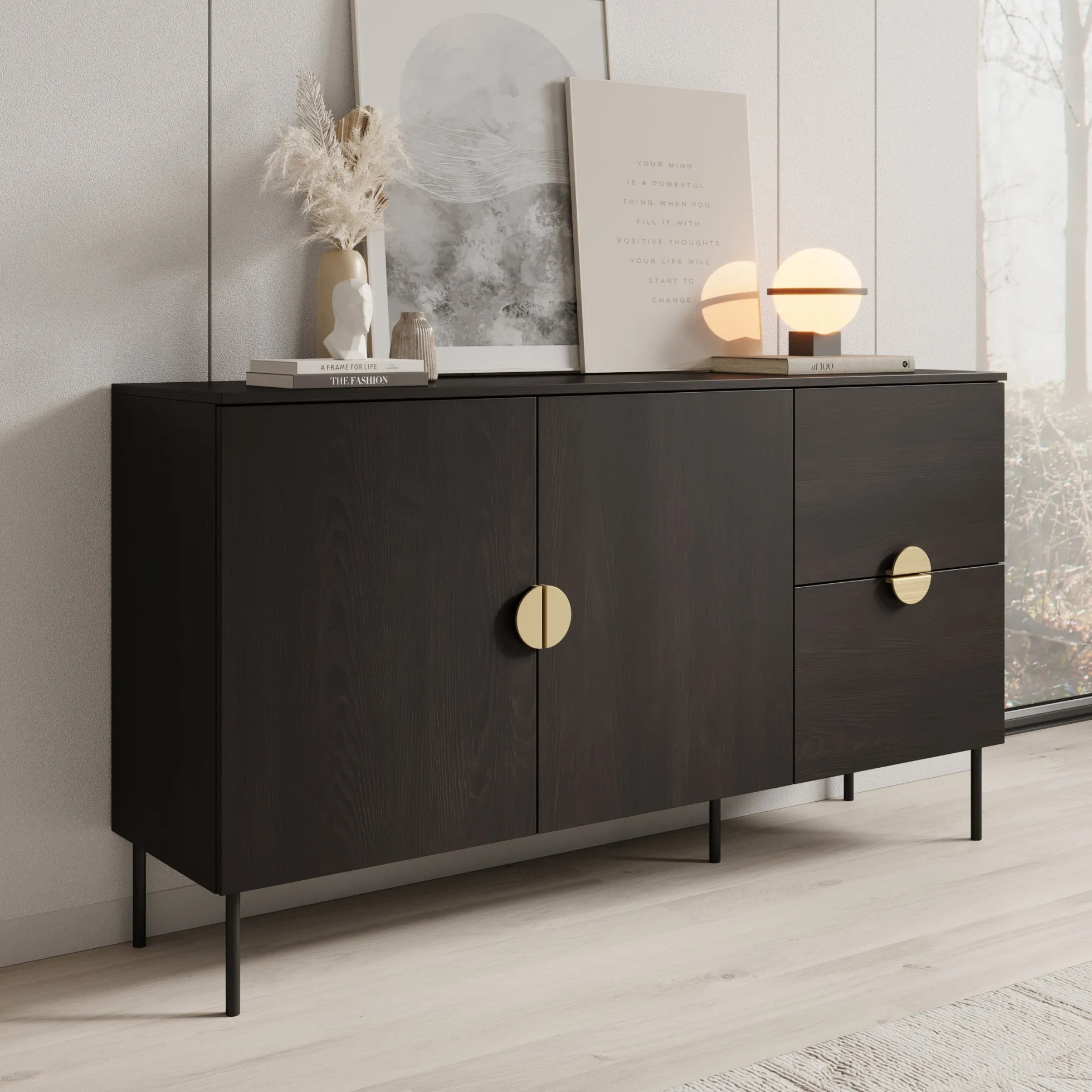 Monor - Dressoir - Zwart - 160x40x88 cm - 160x40x88 c,