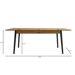Monor - Eetkamertafel - Zwart - 200x90x76 cm