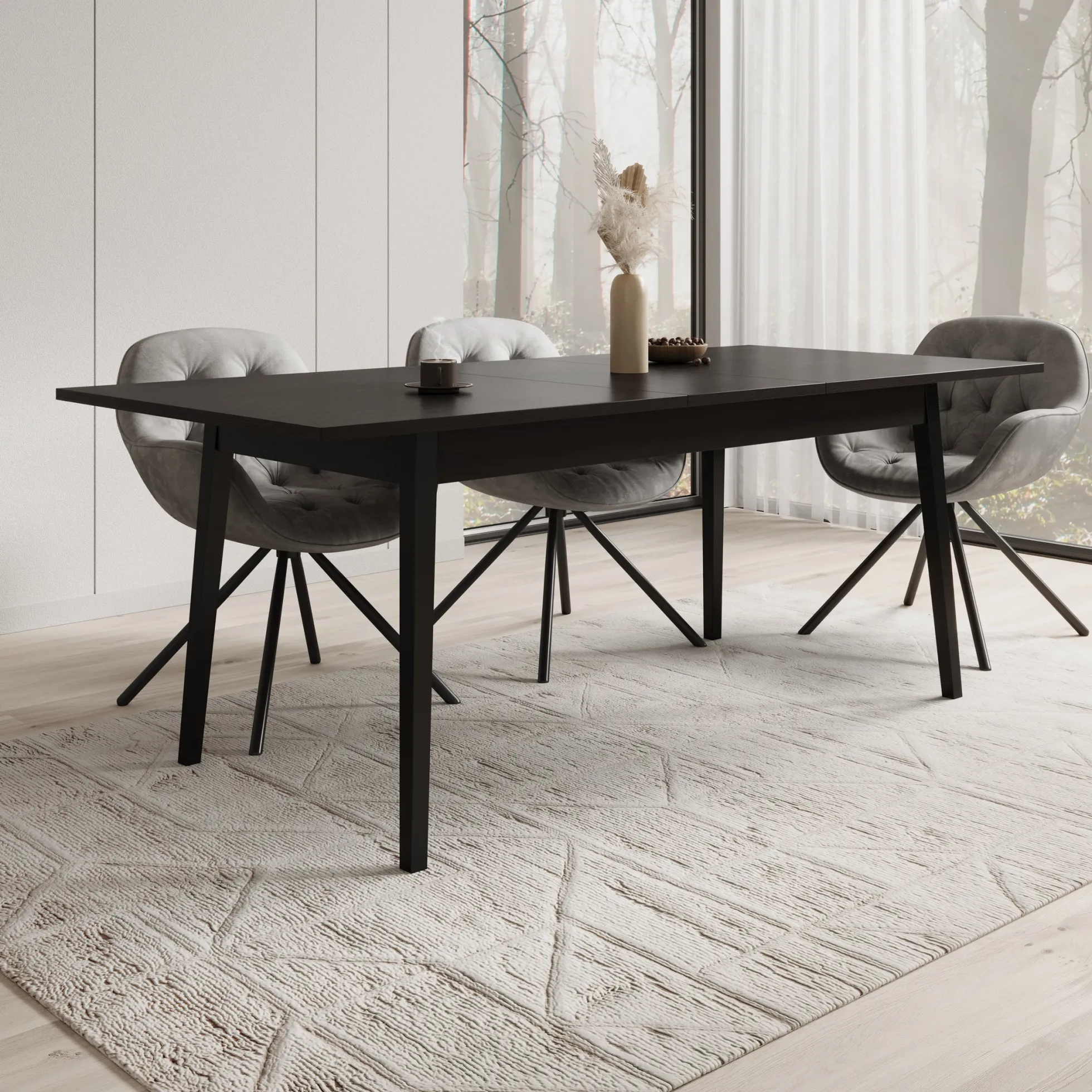 Monor - Eetkamertafel - Zwart - 200x90x76 cm