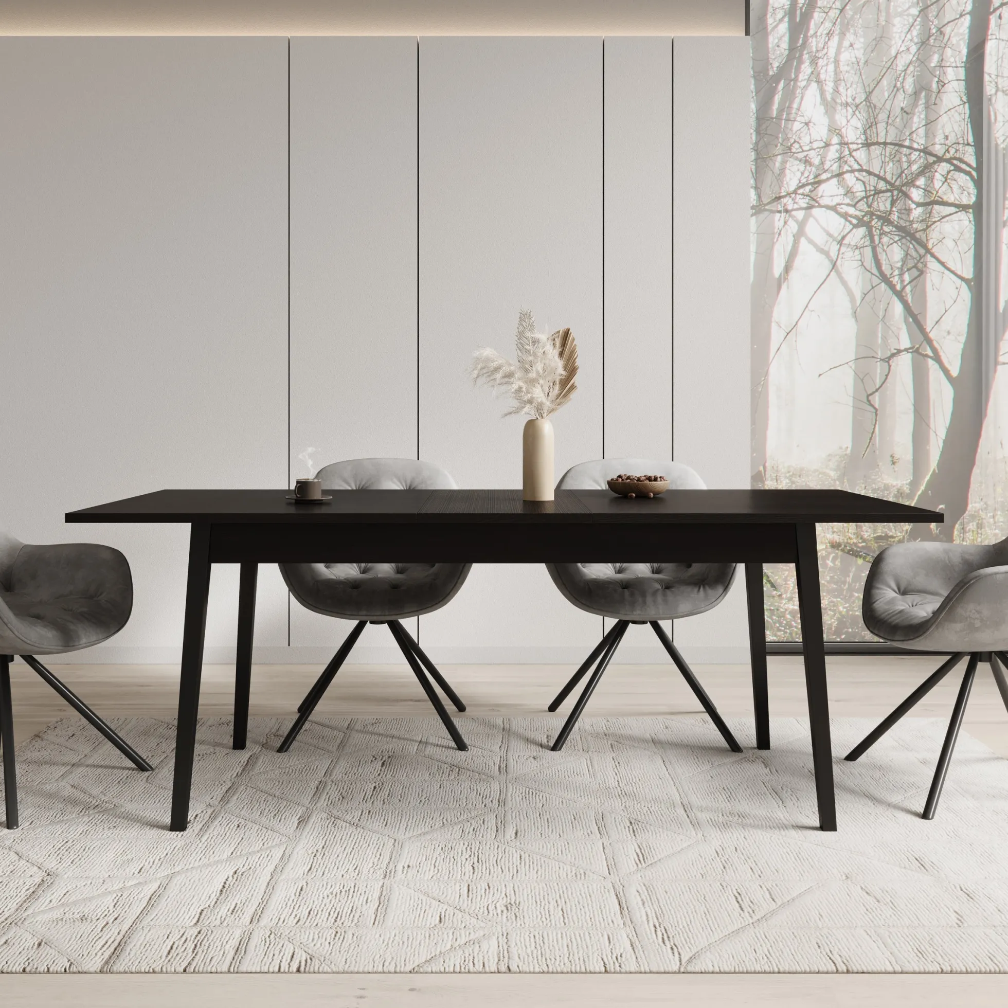 Monor - Eetkamertafel - Zwart - 200x90x76 cm