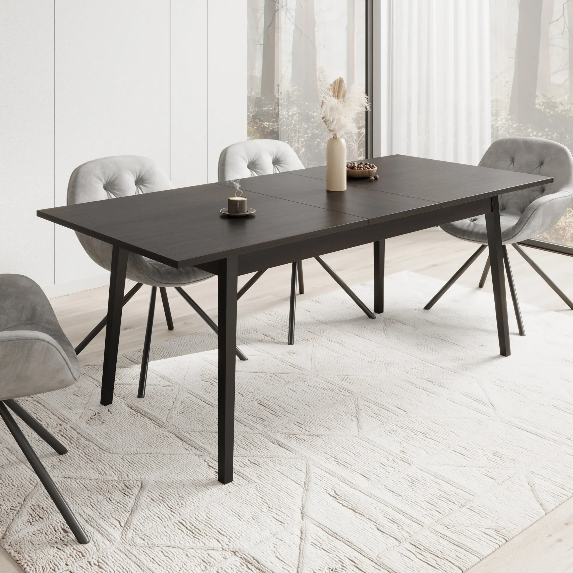 Monor - Eetkamertafel - Zwart - 200x90x76 cm
