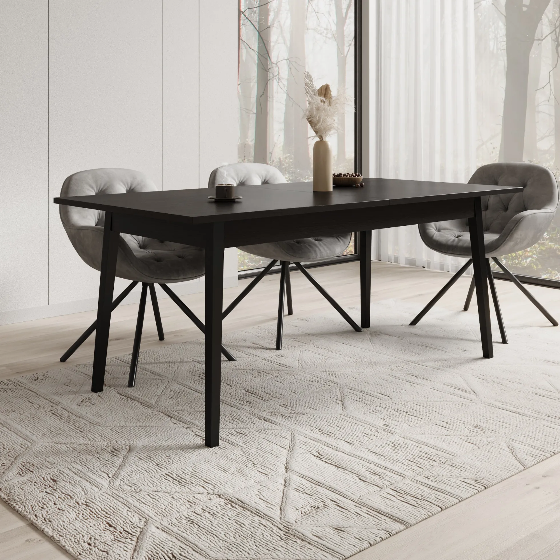 Monor - Eetkamertafel - Zwart - 220x90x76 cm