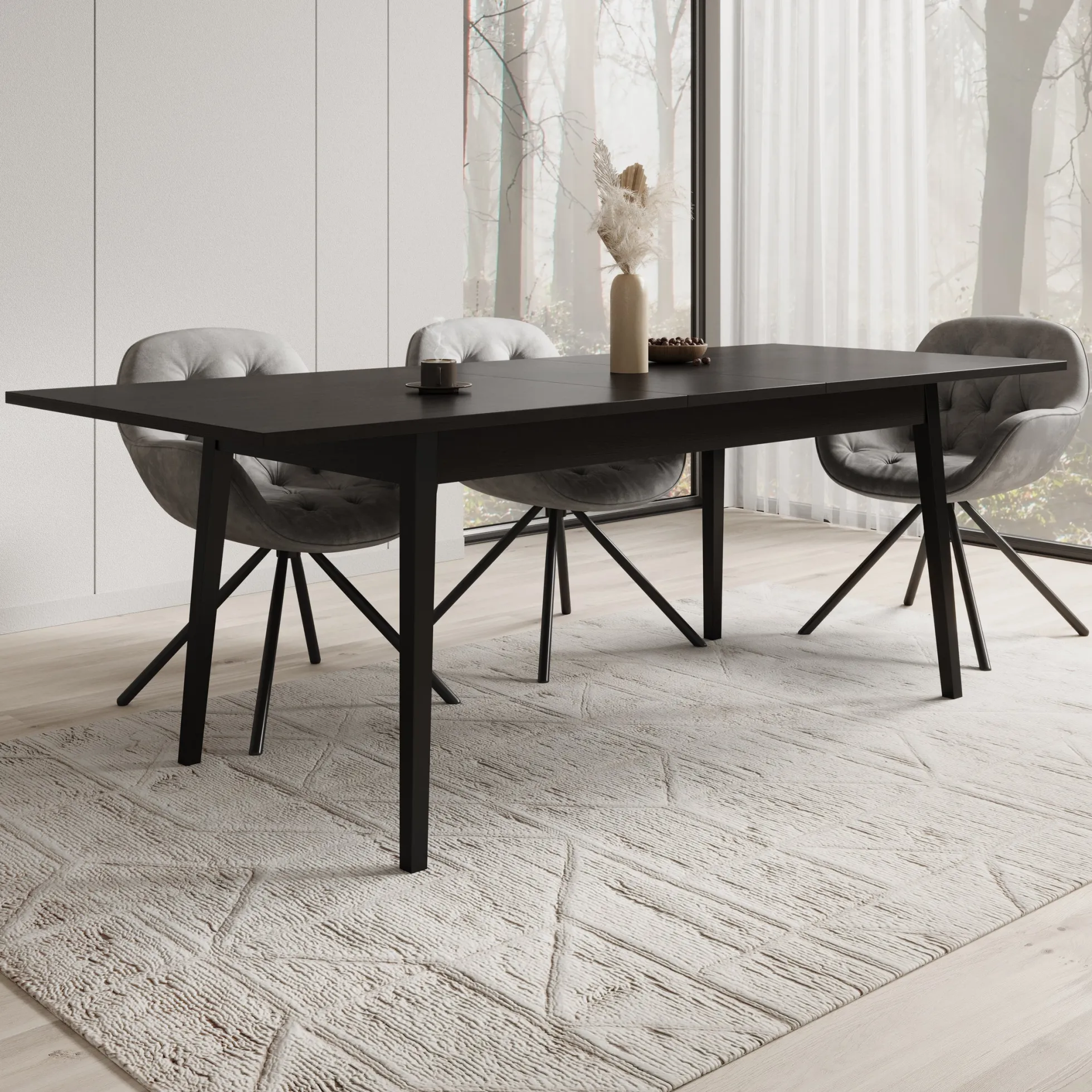 Monor - Eetkamertafel - Zwart - 220x90x76 cm