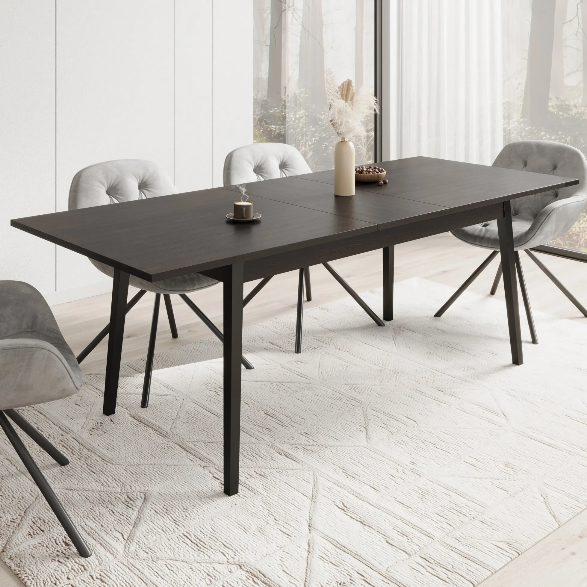 Monor - Eetkamertafel - Zwart - 220x90x76 cm