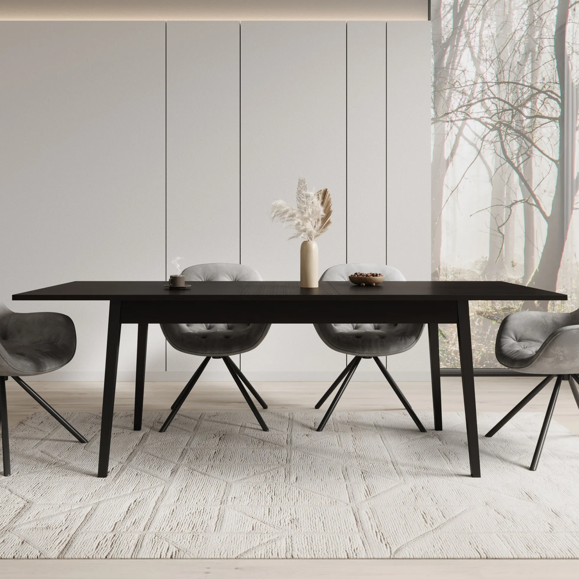 Monor - Eetkamertafel - Zwart - 220x90x76 cm
