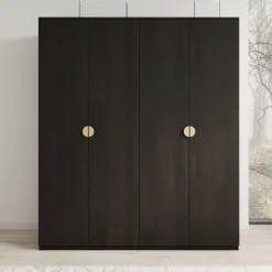 Monor - Kledingkast 4-deurs - Zwart - 179x59x209 cm