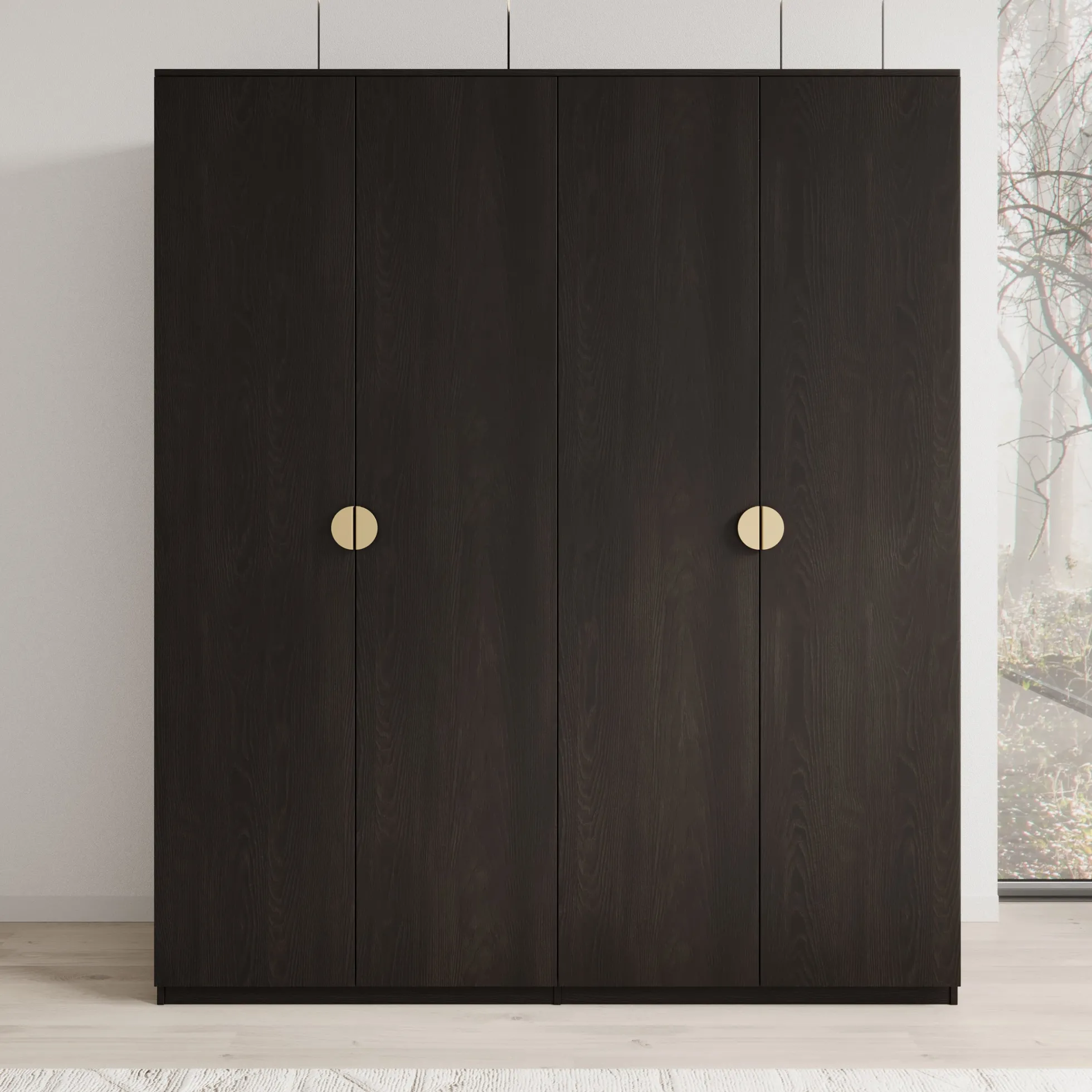 Monor - Kledingkast 4-deurs - Zwart - 179x59x209 cm