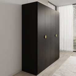 Monor - Kledingkast 4-deurs - Zwart - 179x59x209 cm