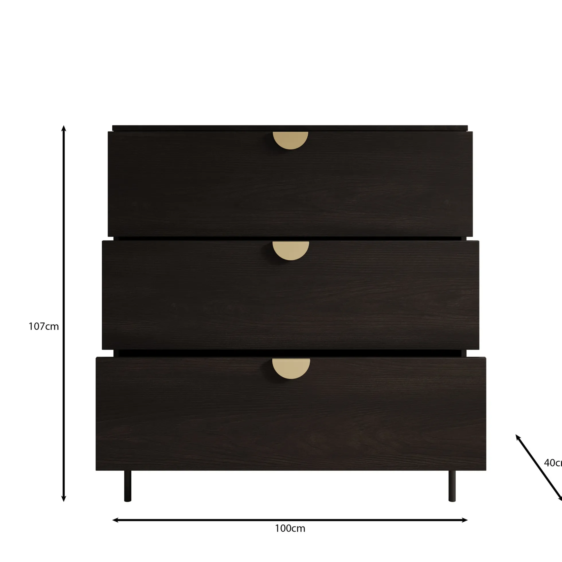 Monor - Ladekast - Zwart - 100x40x107 cm