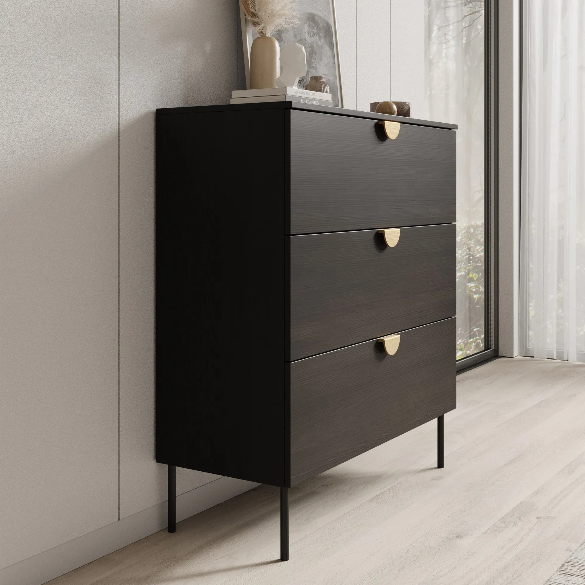 Monor - Ladekast - Zwart - 100x40x107 cm