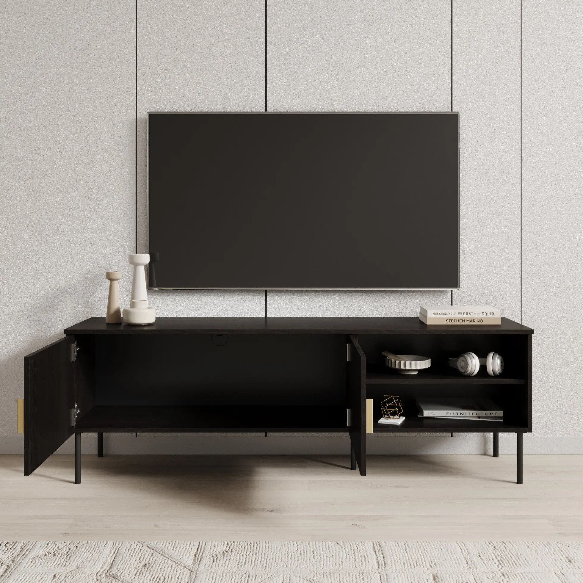 Monor - TV-Meubel - Zwart eiken - 160x40x54 cm