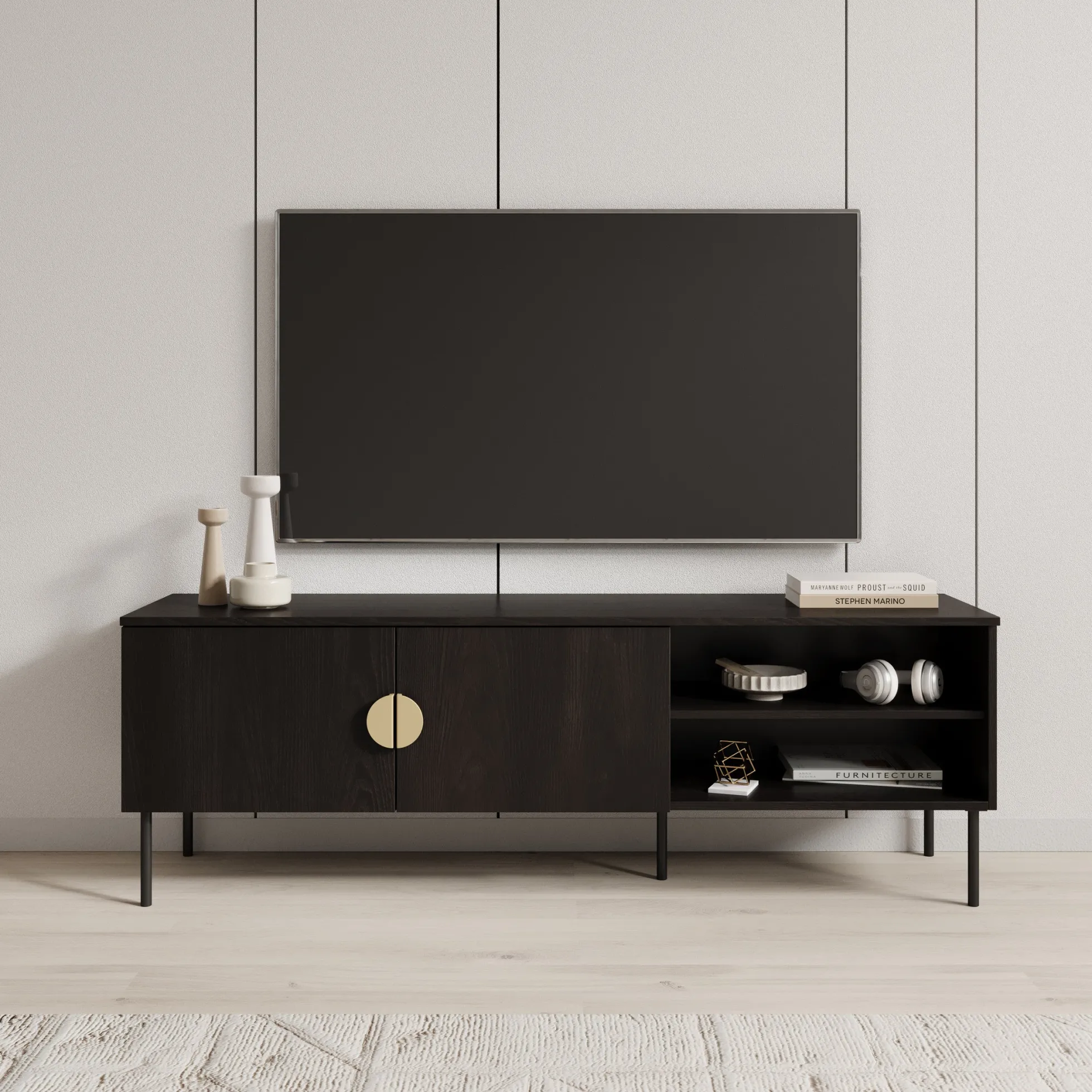 Monor - TV-Meubel - Zwart eiken - 160x40x54 cm