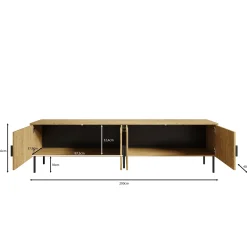 Monor - TV-Meubel - Zwart eiken - 200x40x54 cm