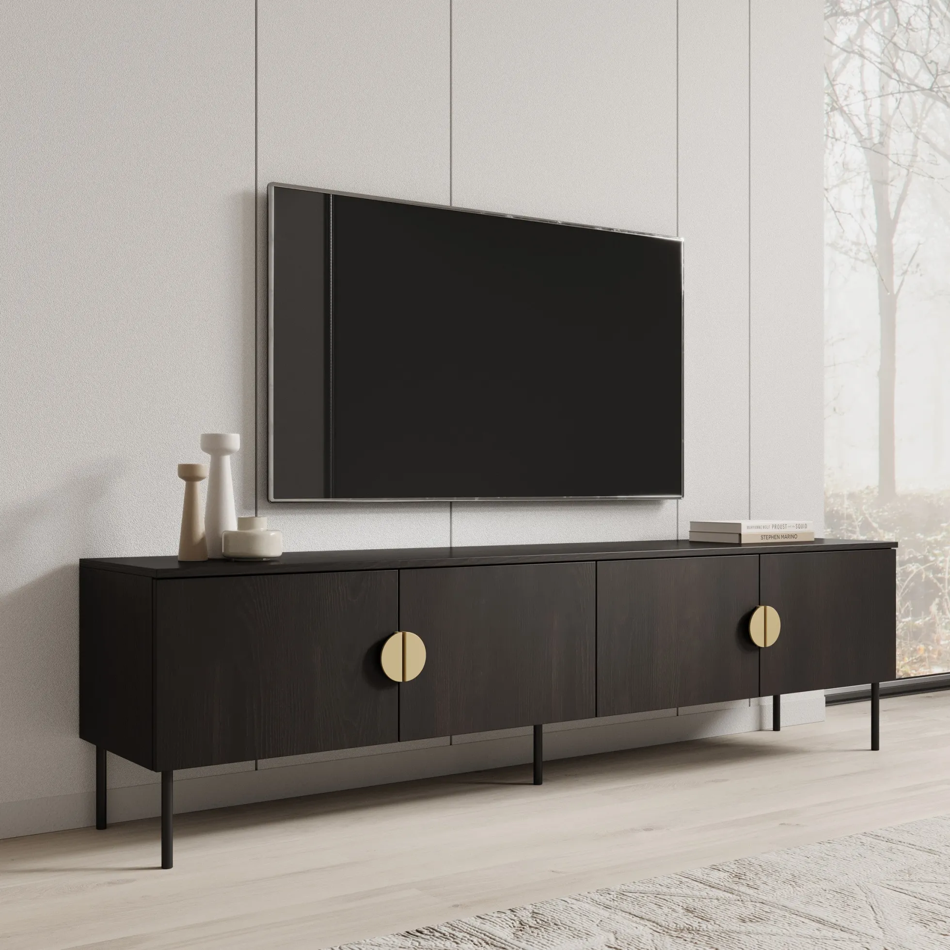 Monor - TV-Meubel - Zwart eiken - 200x40x54 cm