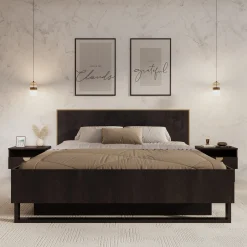 Monor - Tweepersoonsbed met opbergruimte - Zwart - 180x200 cm