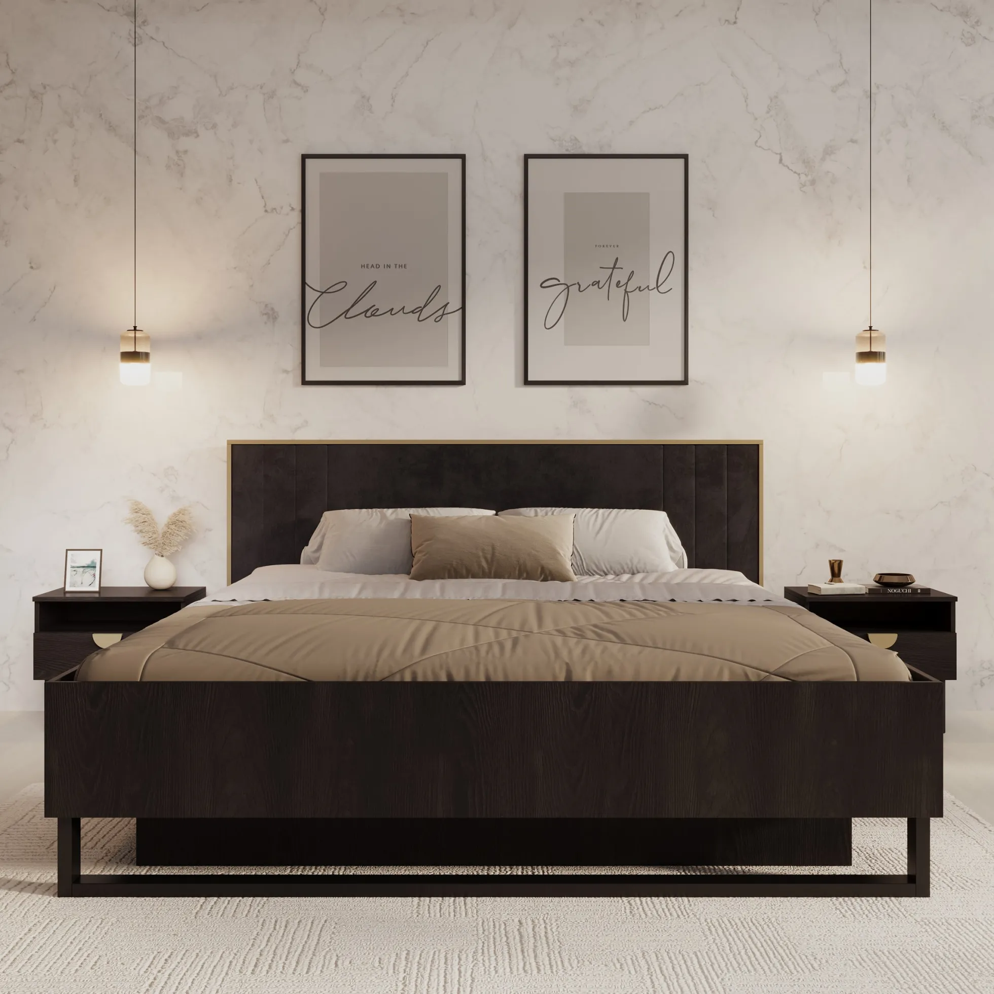 Monor - Tweepersoonsbed met opbergruimte - Zwart - 180x200 cm