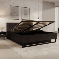 Monor - Tweepersoonsbed met opbergruimte - Zwart - 180x200 cm
