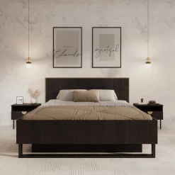 Monor - Tweepersoonsbed met opbergruimte - Zwart - 160x200 cm
