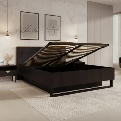 Monor - Tweepersoonsbed met opbergruimte - Zwart - 160x200 cm