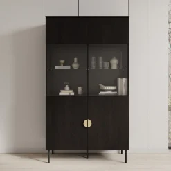 Monor - Vitrinekast - Zwart - 107x40x188 cm