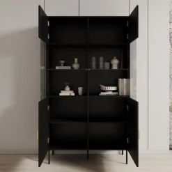 Monor - Vitrinekast - Zwart - 107x40x188 cm
