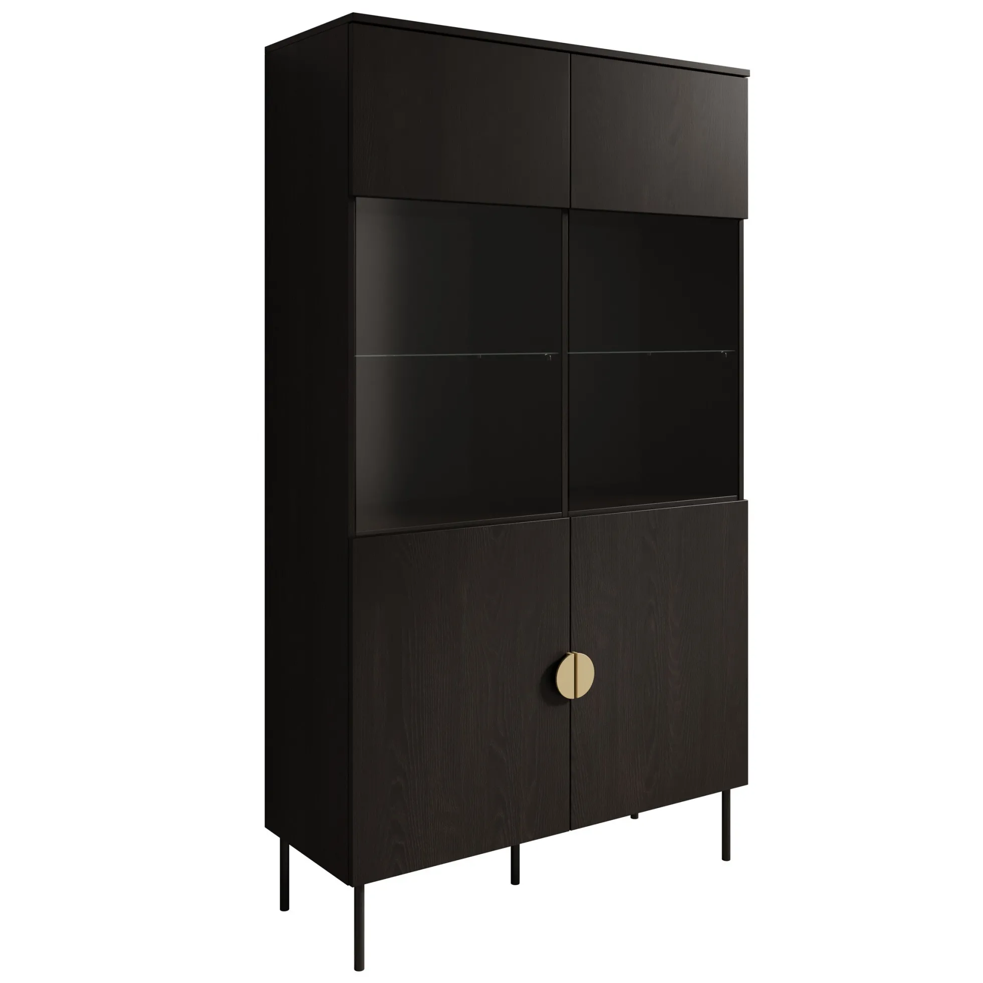 Monor - Vitrinekast - Zwart - 107x40x188 cm