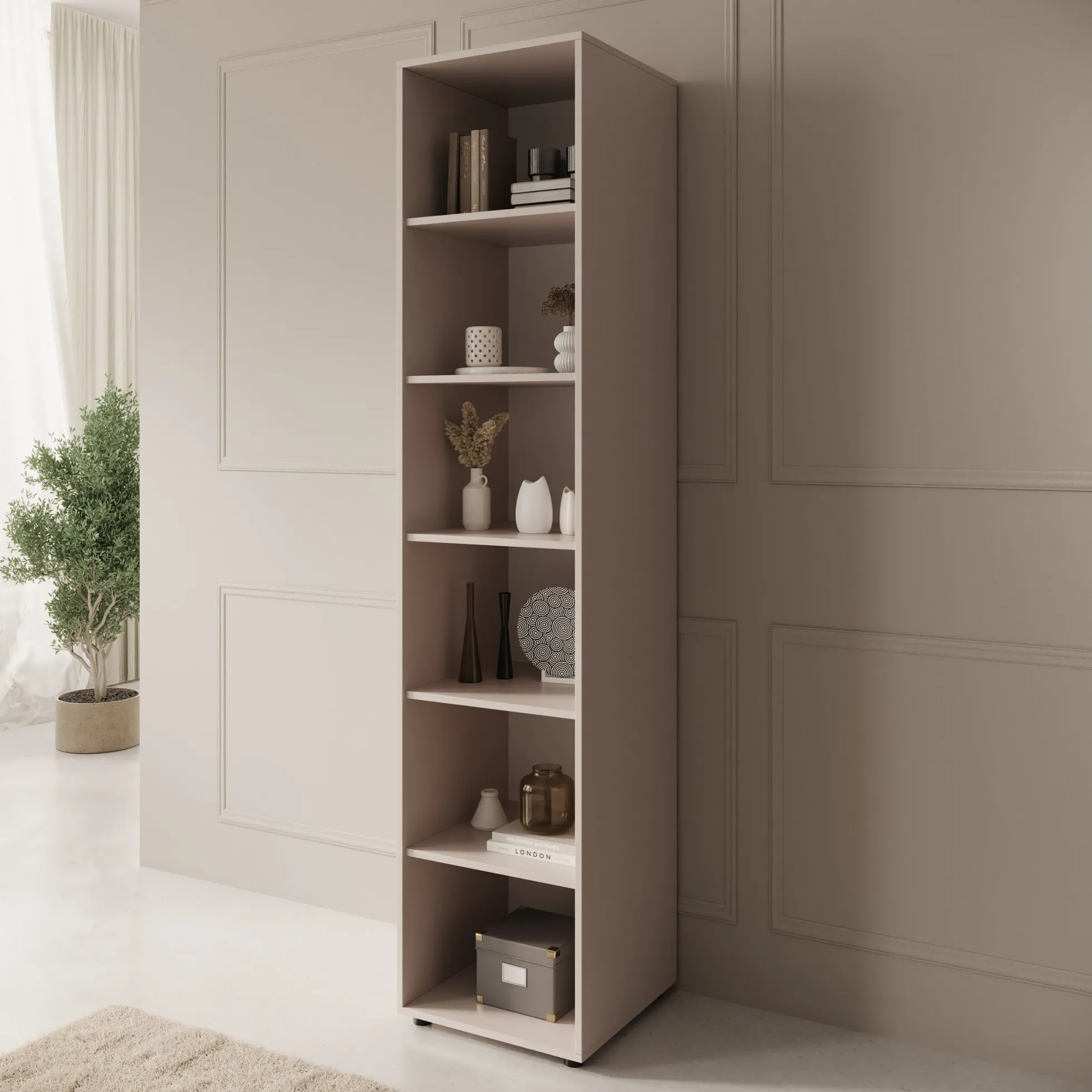 Montalo - Boekenkast - Beige - 45x45x206 cm