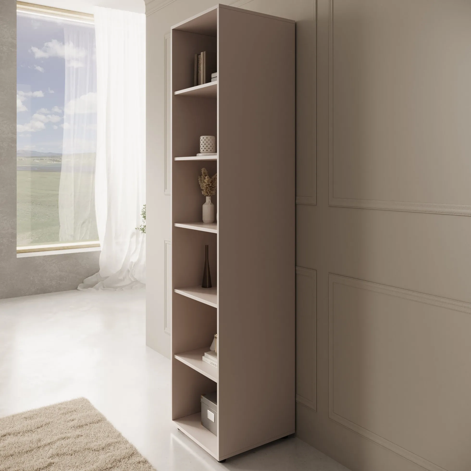 Montalo - Boekenkast - Beige - 45x45x206 cm