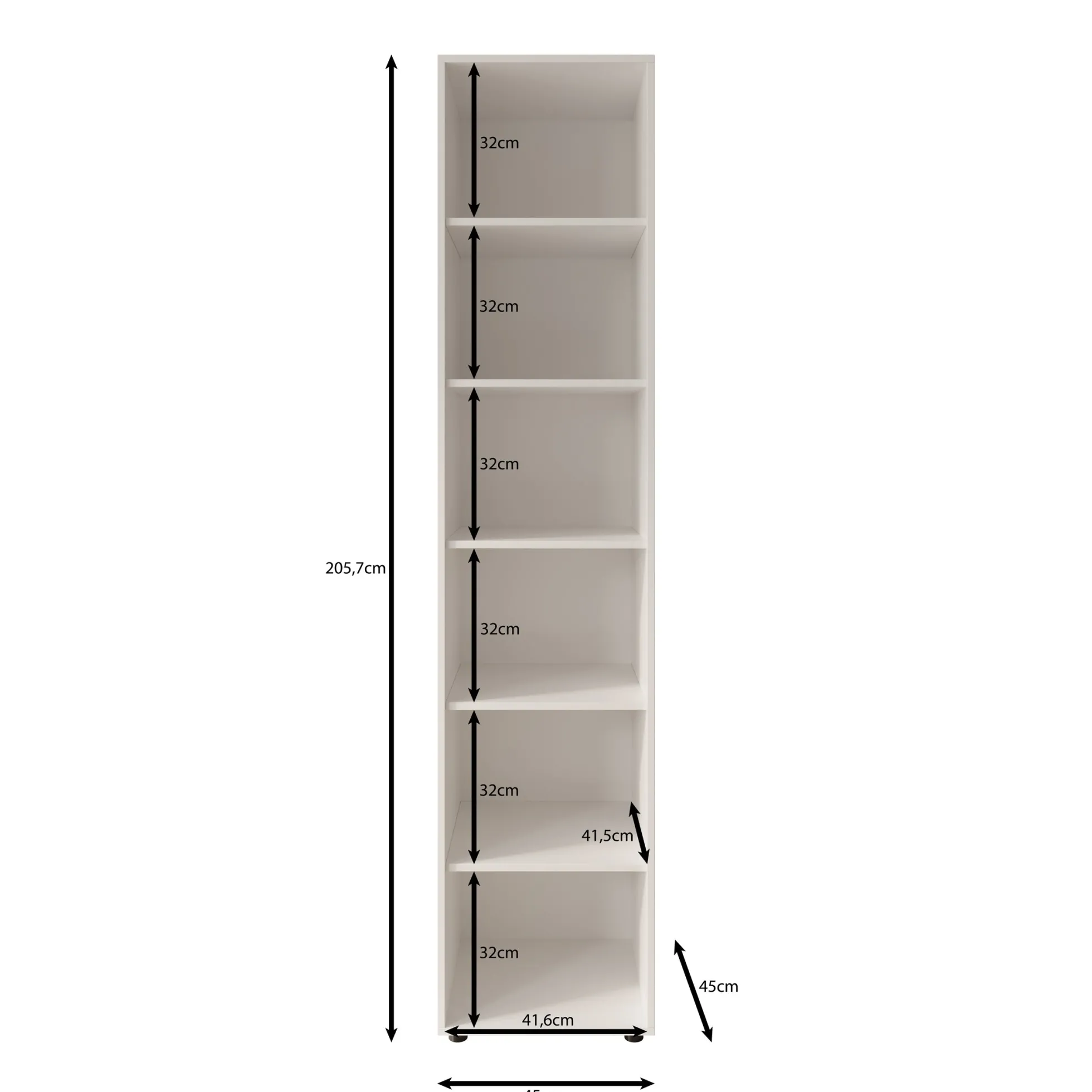 Montalo - Boekenkast - Wit - 45x45x206 cm