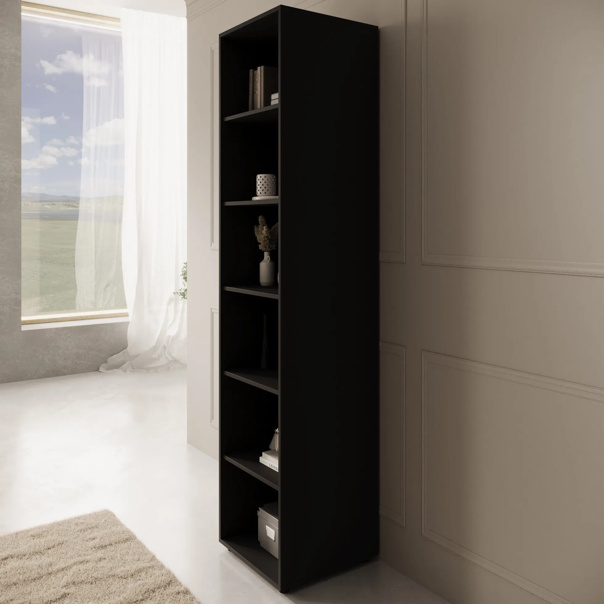 Montalo - Boekenkast - Zwart - 45x45x206 cm