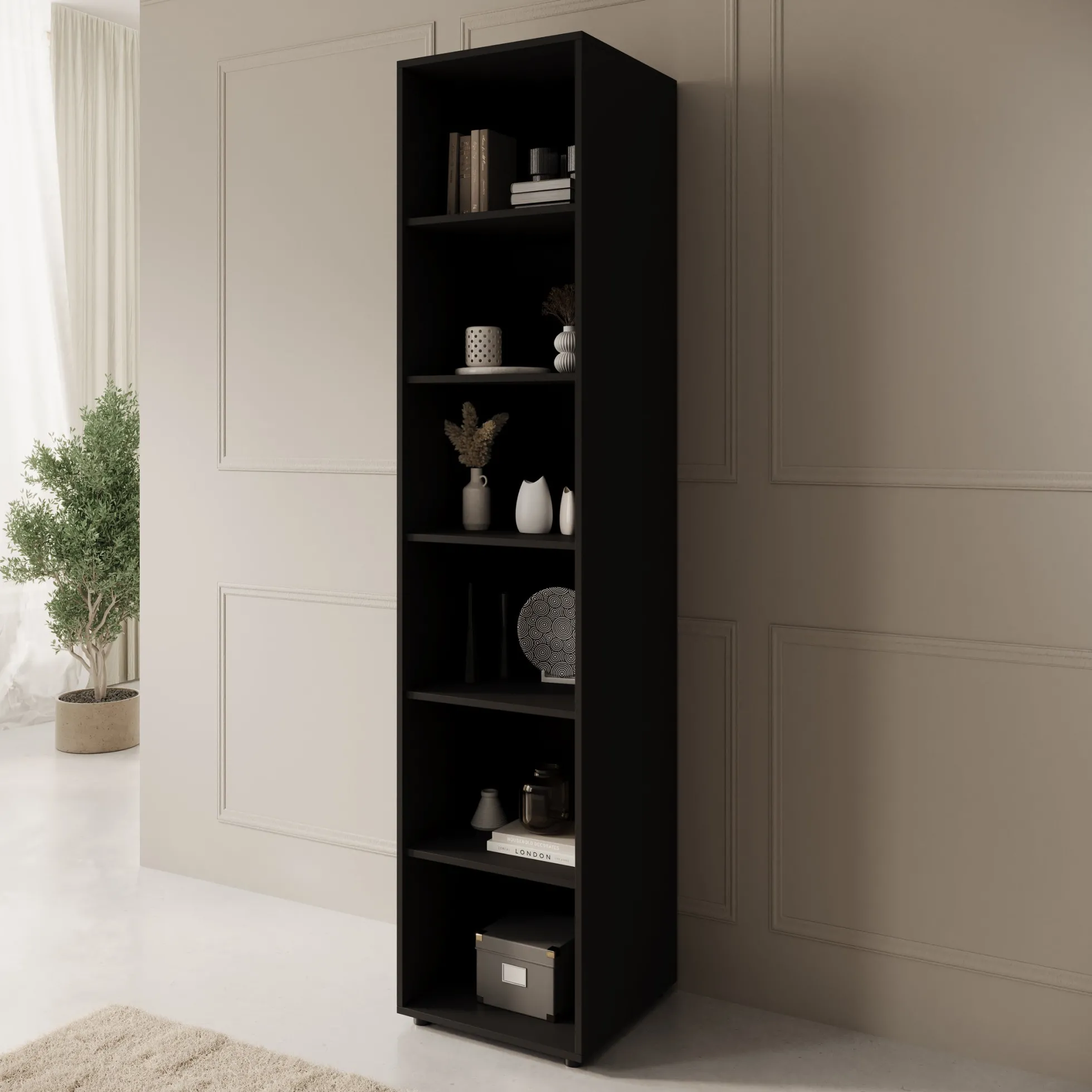 Montalo - Boekenkast - Zwart - 45x45x206 cm