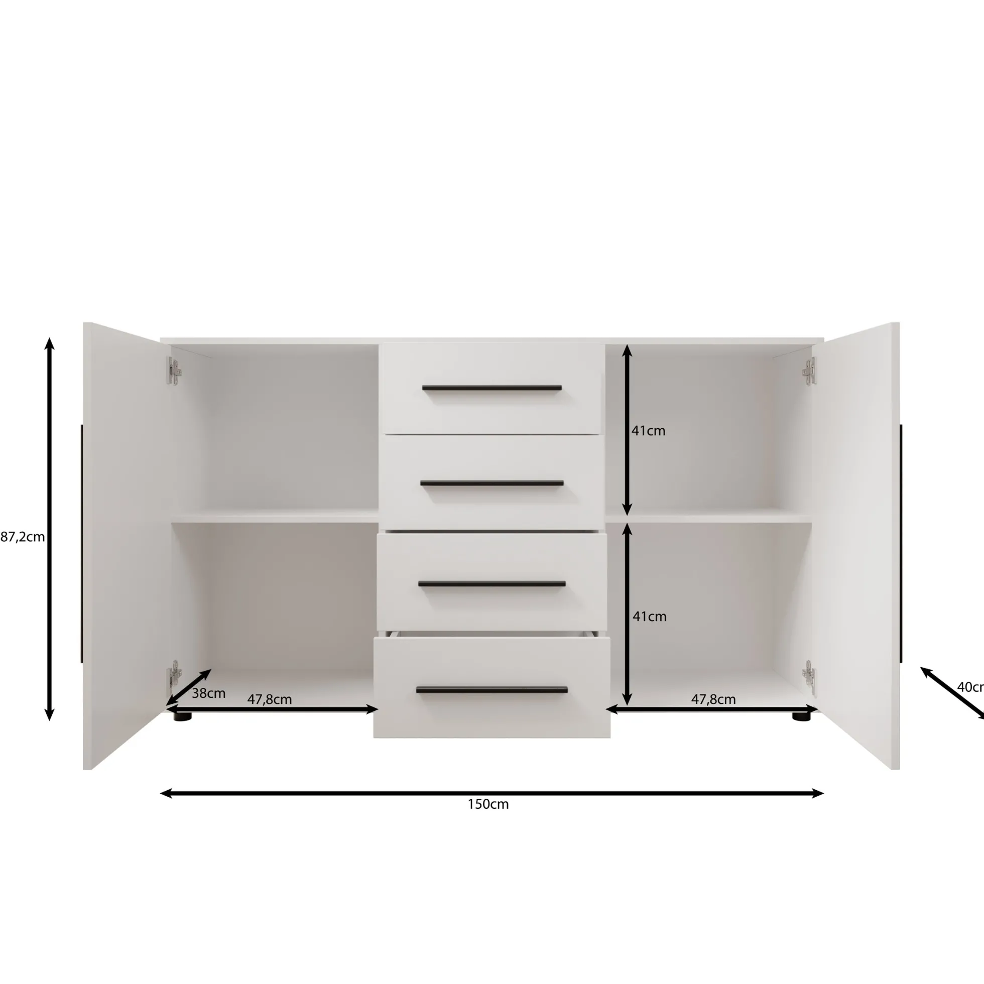 Montalo - Dressoir - Wit - 150x40x87 cm