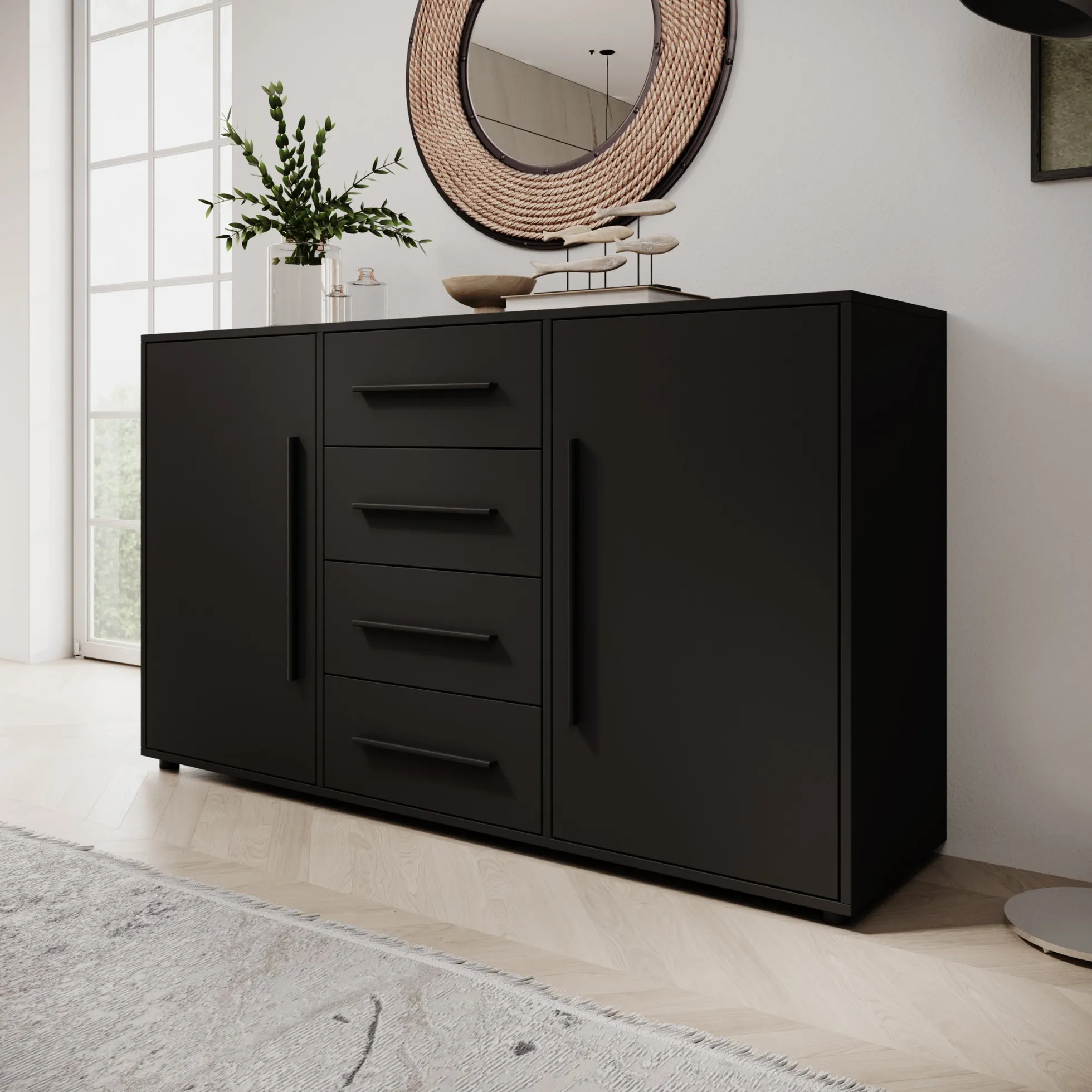 Montalo - Dressoir - Zwart - 150x40x87 cm